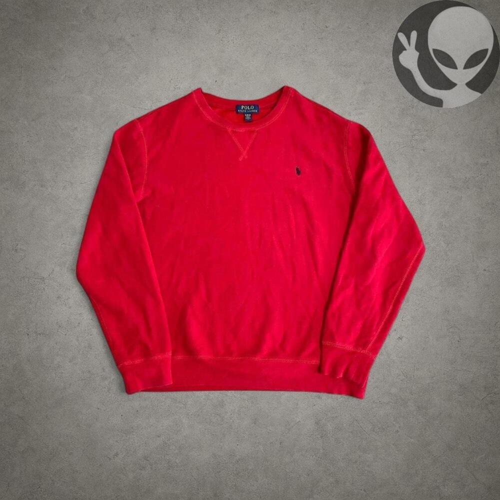 Polo Ralph Lauren Crewneck Sweater Small Red Cotton Pullover - Picture 2 of 6